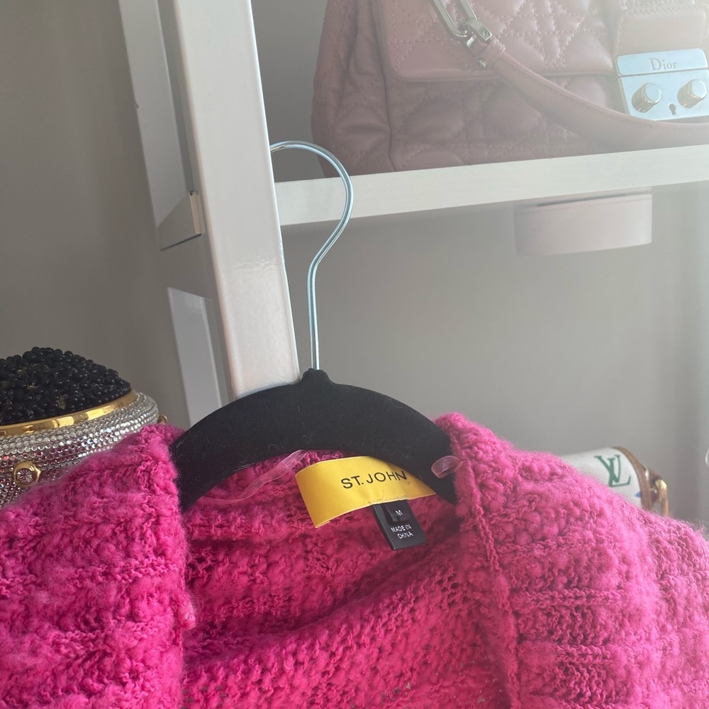 St.John Hot Pink Wool Cardigan Sweater 🎀 - Picture 7 of 8